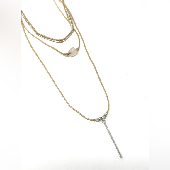 New Free People x Nakamol Bohemian Layered Beaded Stone Necklace - Picture 2 of 6